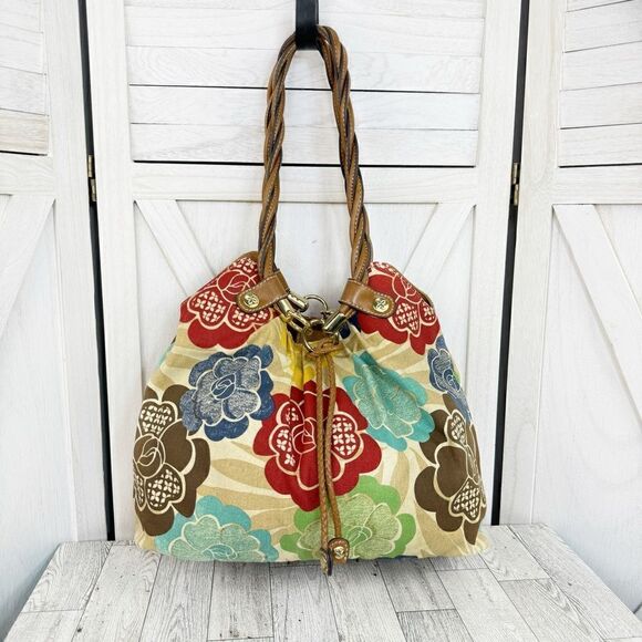 Relic Floral Canvas Hobo Shoulder Bag Ivory Multi Boho Western - Picture 1 of 13